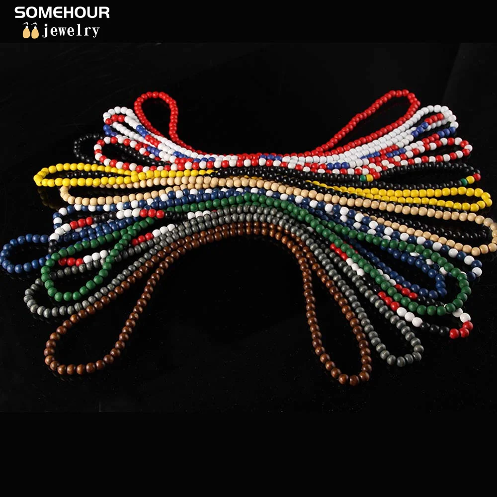 SOMEHOUR Hiphop Round Beads Colorful Necklace 45cm Chain Handmade DIY Pendant Jewelry Making Accessories For Men Women Gifts