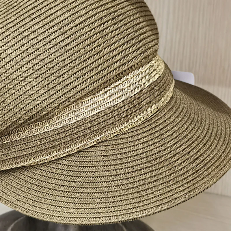 UV Protection Straw Cap Women Sun Hat Brim Visor Hat Straw Flat Ivy Newsboy Hat Cabbie Beret Hat Paperboy Outdoor Beach Hat