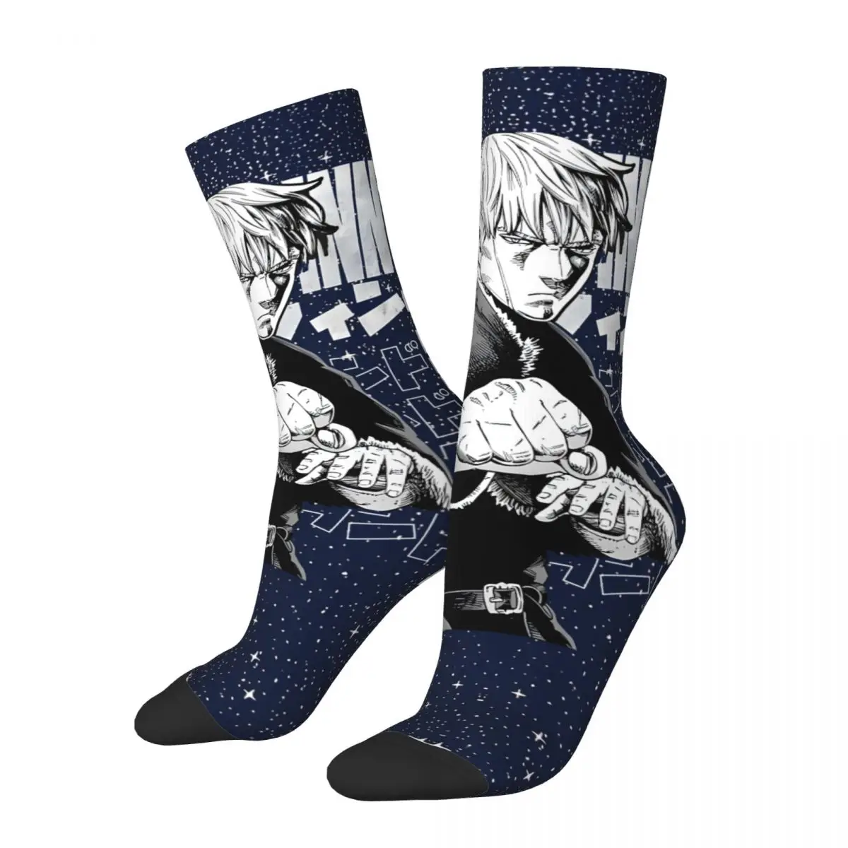 

Crazy compression Thorfinn Vinland Saga Anime Sock for Men Vintage Thorfinn Seamless Pattern Crew Sock Casual