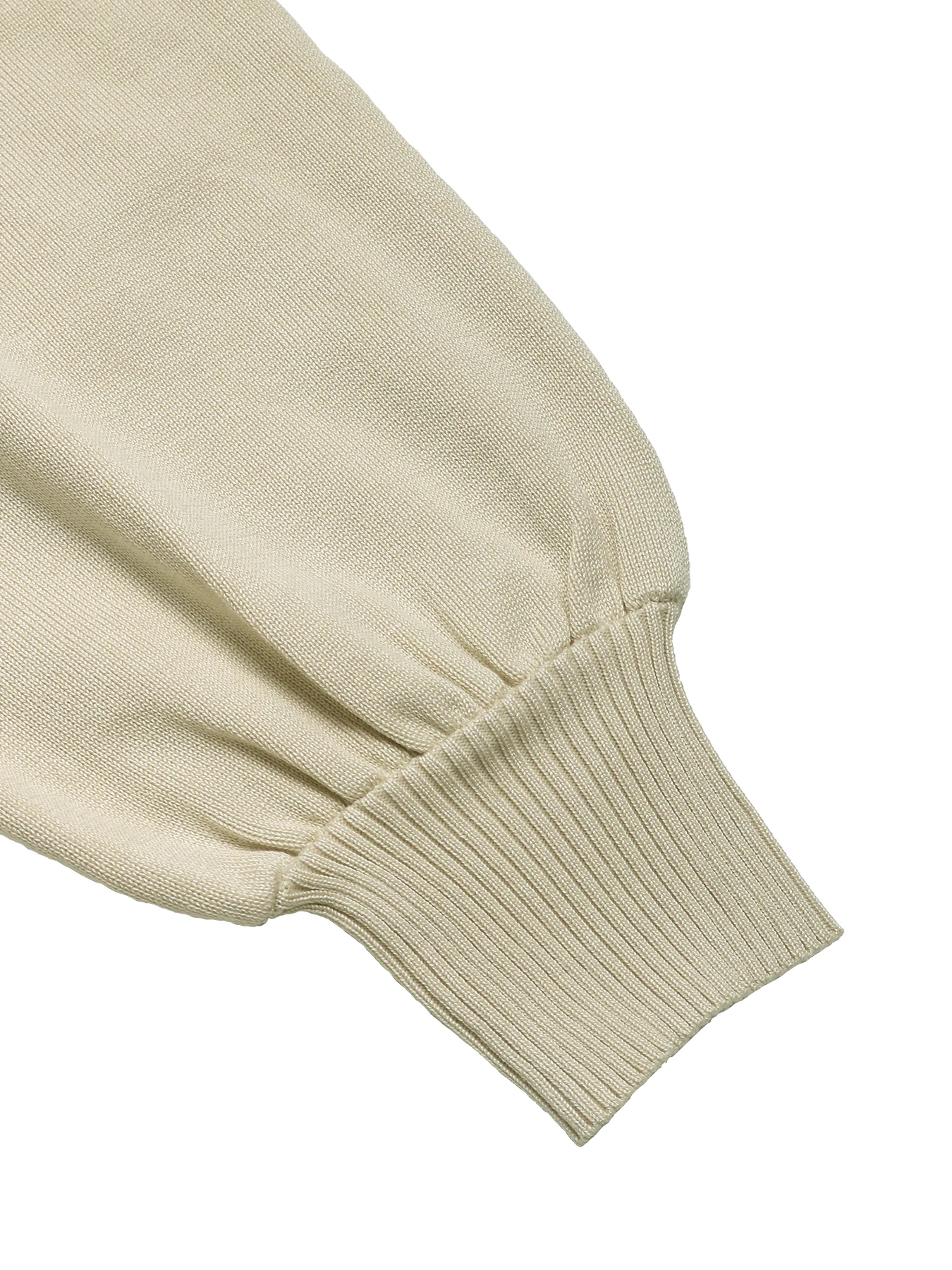 Women's WHITE Knitted Collared V Neck Lantern Sleeve Waist Tie Belt Bodycon Midi Dress Casual Party Autumn