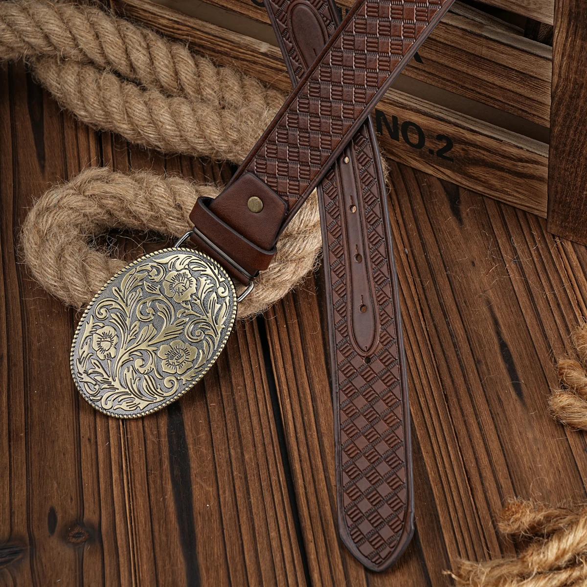 Ein lässiger Retro-Gürtel im Western-Stil für Herren und Damen! PU-Ledergürtel mit Metallschnalle, geeignet für den täglichen Arbeitsgebrauch – Detail 5