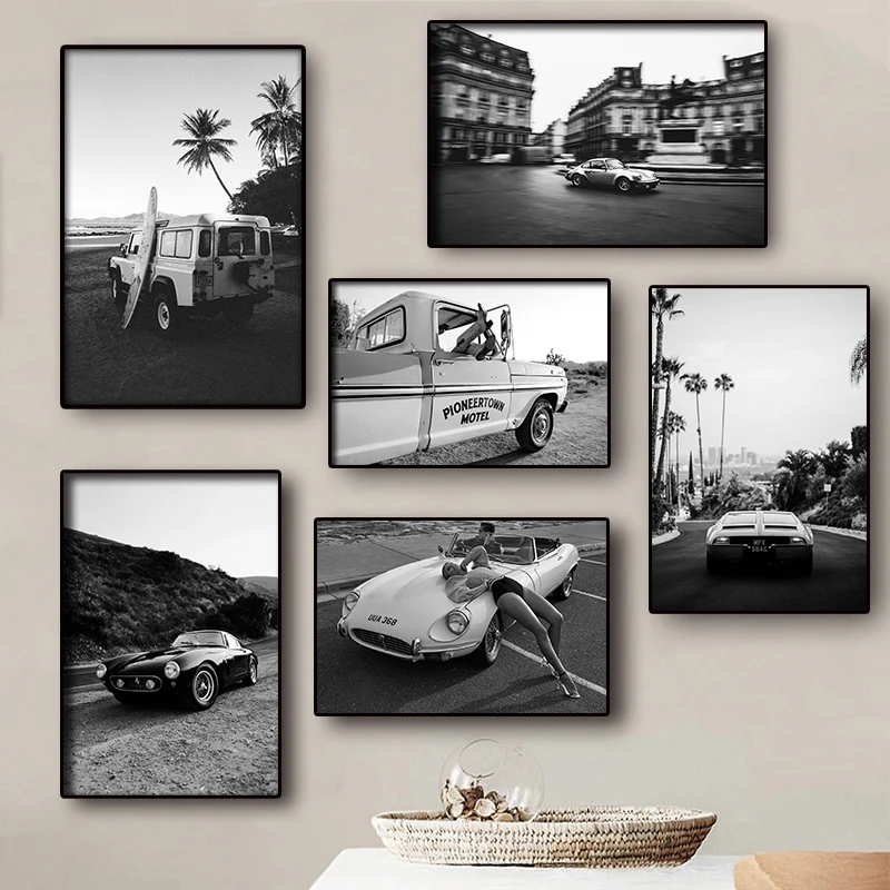 Black and White Store Poster Wall Art Canvas Print Luxury Fashion Super Car Picture for Living Room Home Nordic Decor Posters