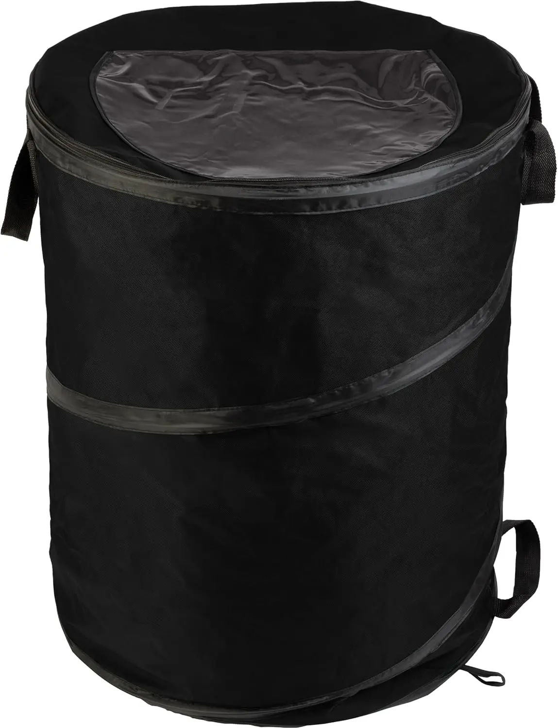 

46-Gallon Collapsible Trash Can for Outdoor Camping, RV, Yard Waste, and Recycling with 3 Stakes, Black