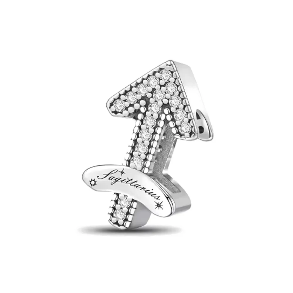 Sparkling Zircon 12 Constellations Aries Fire Constellation Beads 925 Fit Bracelet Astrology DIY Beads Women's Gift Perfect