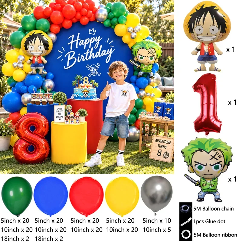 One Piece Party Balloon Garland Arch Globos Kit, DIY Balloon Bouquet Set for Kids Birthday Celebration Background Decor view 2