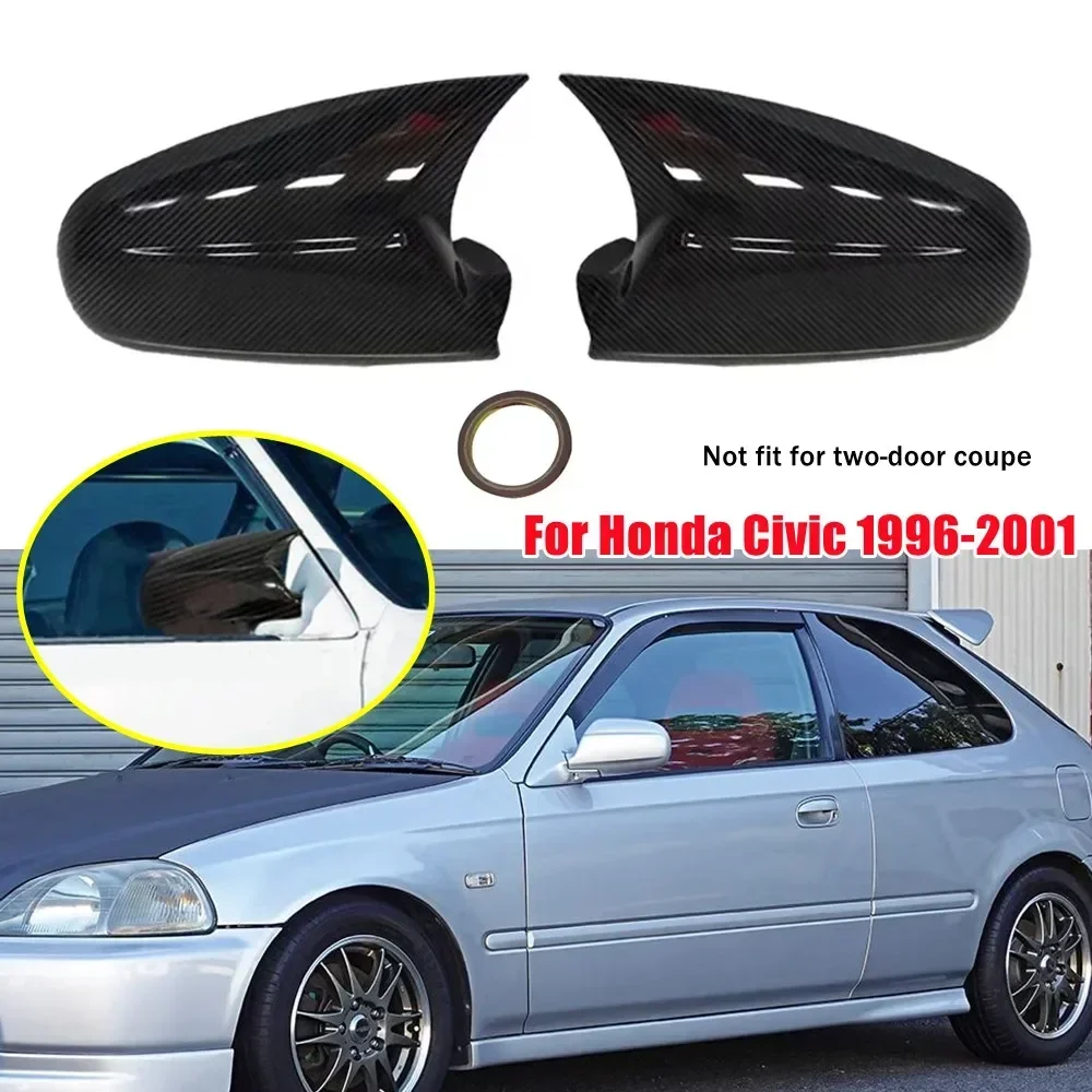 For HONDA CIVIC EK9 TYPE R 1996-2001 ABS Car Rearview Side Mirror Cover Wing Cap Exterior Door Housing Trim Adhesive Sticker