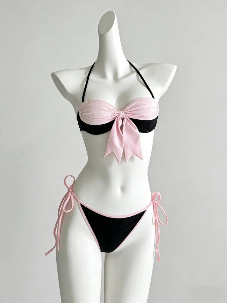 

Elegant Bow Print Two Piece Bikini Set High Waist Bottom Cute Style Soft Swimwear Beach Bathing Suit for Women Summer 2026 New