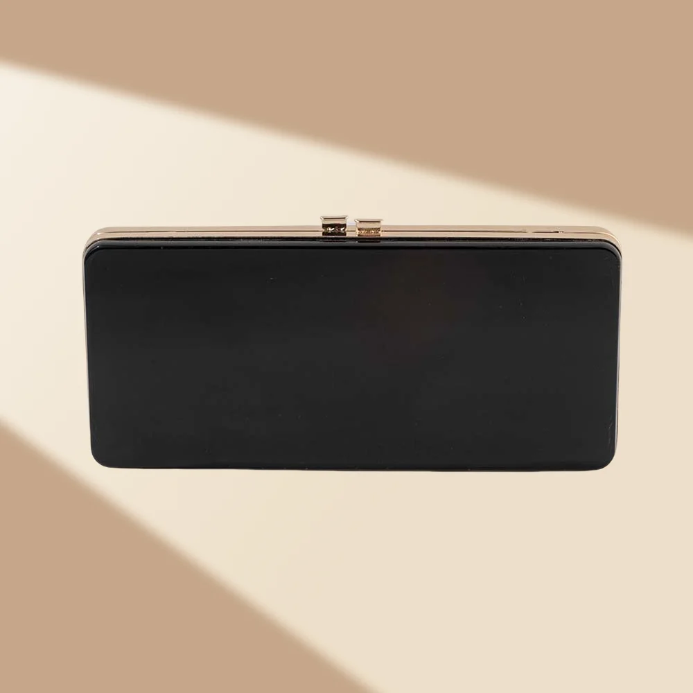 

Винтажные черные акриловые женские вечерние клатчи с металлическими зажимами, квадратная коробка-цепочка, сумка на плечо, женский свадебный кошелек, сумки для невесты