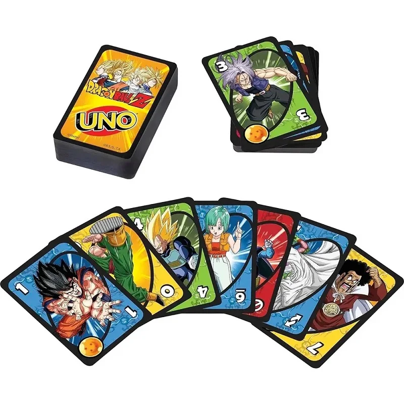 Mattel Games UNO 드래곤볼 Z 카드 게임, TV 쇼 테마 그래픽, 2-10 인용 특별 규칙, 가족의 밤