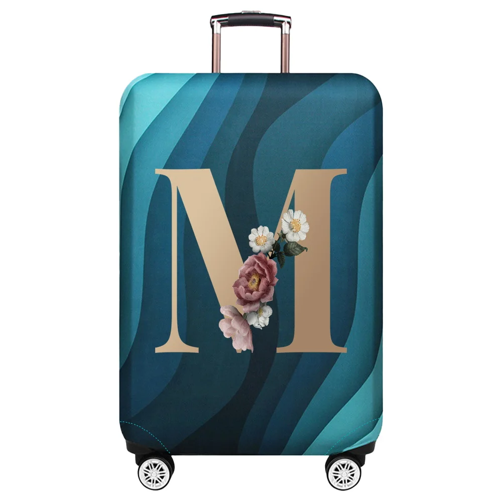 Luggage Cover Stretch Fabric Suitcase Protector Case Gold Letter Series Pull Rod Baggage Dust Case Covers for18-32 Inch Suitcase