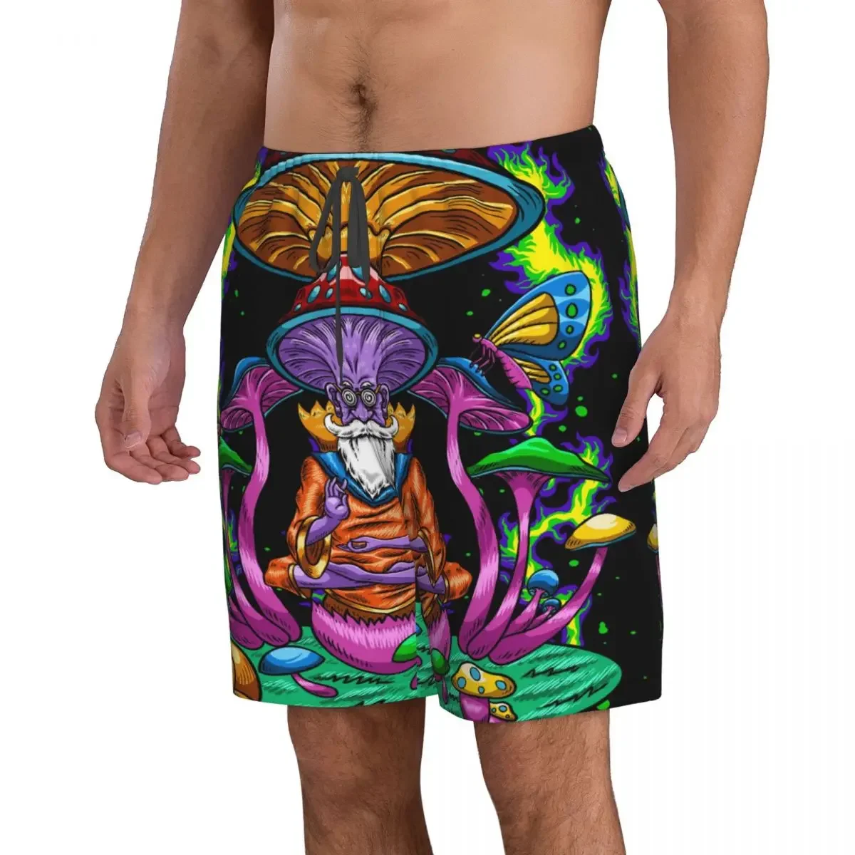 Traje de baño de secado rápido para hombre, bañador psicodélico de meditación en forma de seta, ropa de playa