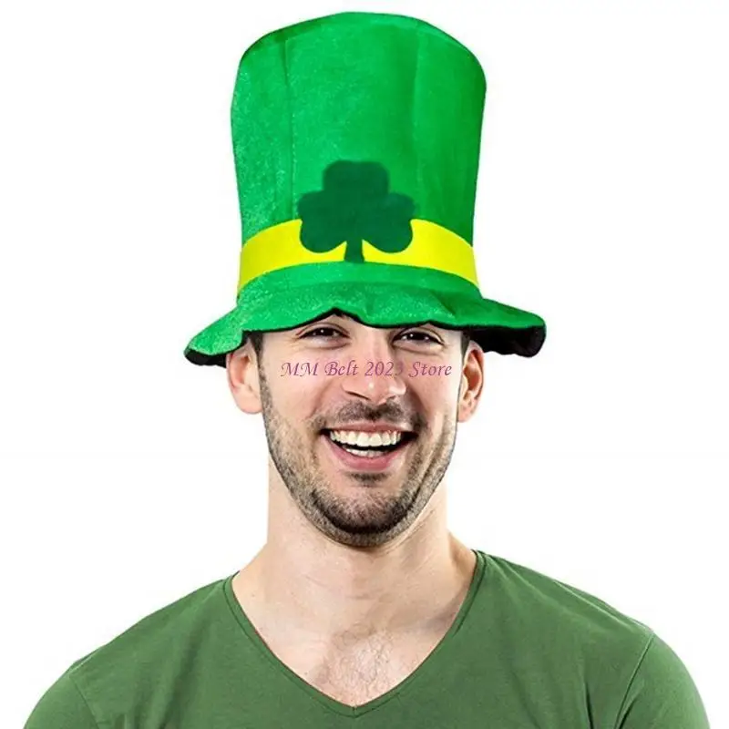49ME سانت باتريك يوم شامروك البرسيم الأخضر المخملية أفضل قبعة الأيرلندية الجني قبعة تأثيري حلي ديكور الحفلات لصالح الرجال #2