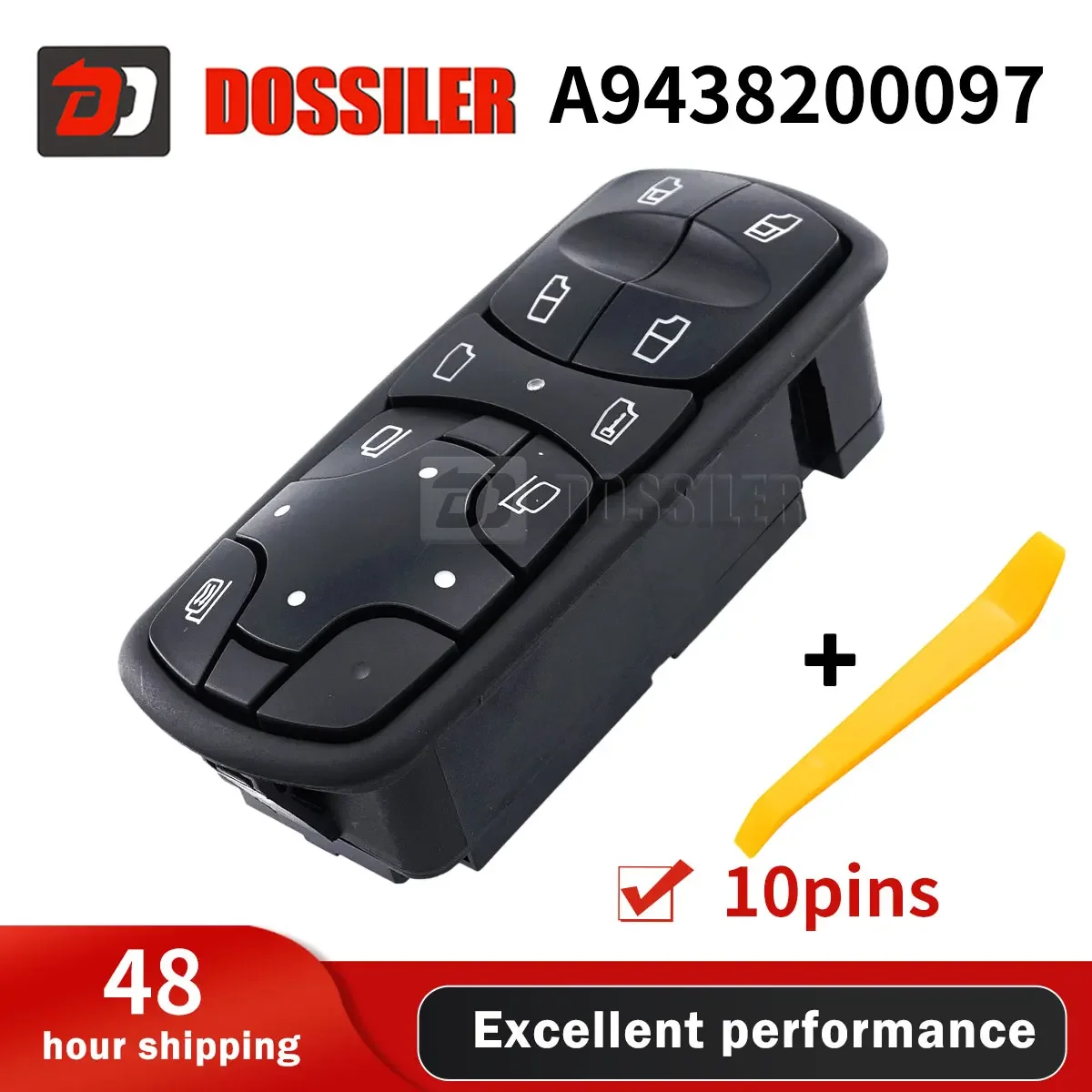 

A9438200097 Dossiler Master Power Window Switch 9438200097 for Benz Actros MPII Front Driver Side A9438200097 Car Parts 10 Pins