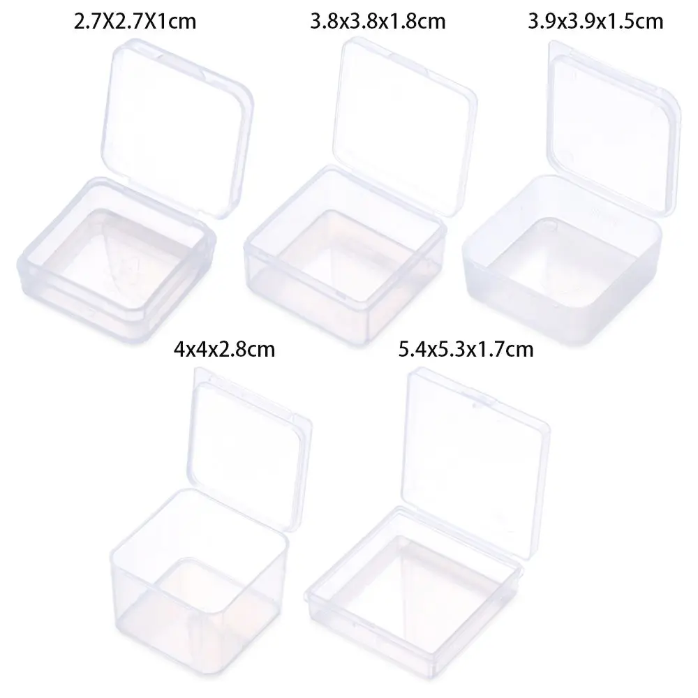 Small Storage Box Clear Transparent Plastic Beads Container Jewelry Organizer Case Pill Chip Nail Art Screw Storage Container