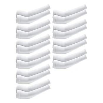 Mangas de brazo de refrigeración para hombre y mujer, calentadores de protección UV para correr, ciclismo, senderismo, Golf, color blanco, 10 pares