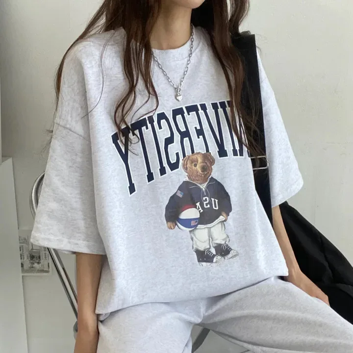 Summer Fashion Casual Sportswear Two Piece Pants Sets Female Large Size Cartoon Long Sleeve Tracksuits Shorts Women Suits 2024