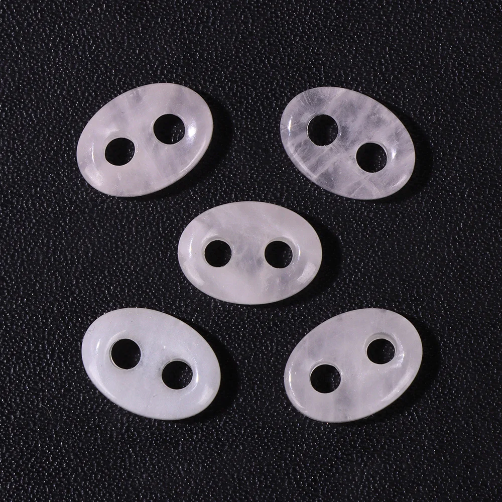 Double Hole Natural Tiger Eye Labradorite Quartz Button Beads for DIY Jewelry Making