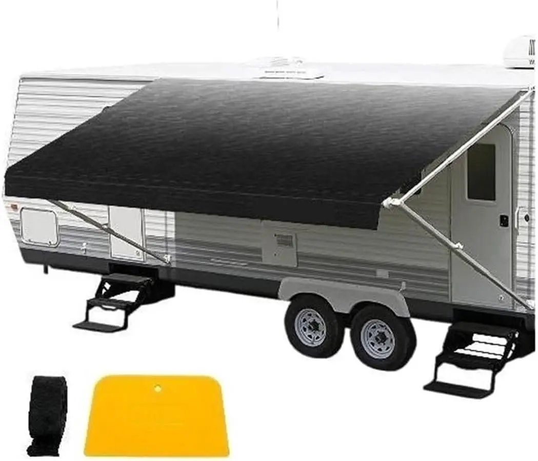 Car Shelter Shade 16-21Ft RV Awning Camping Side Car Roof Top Tent Waterproof UV Portable Rain Canopy for Camper Trailer(16ft RV