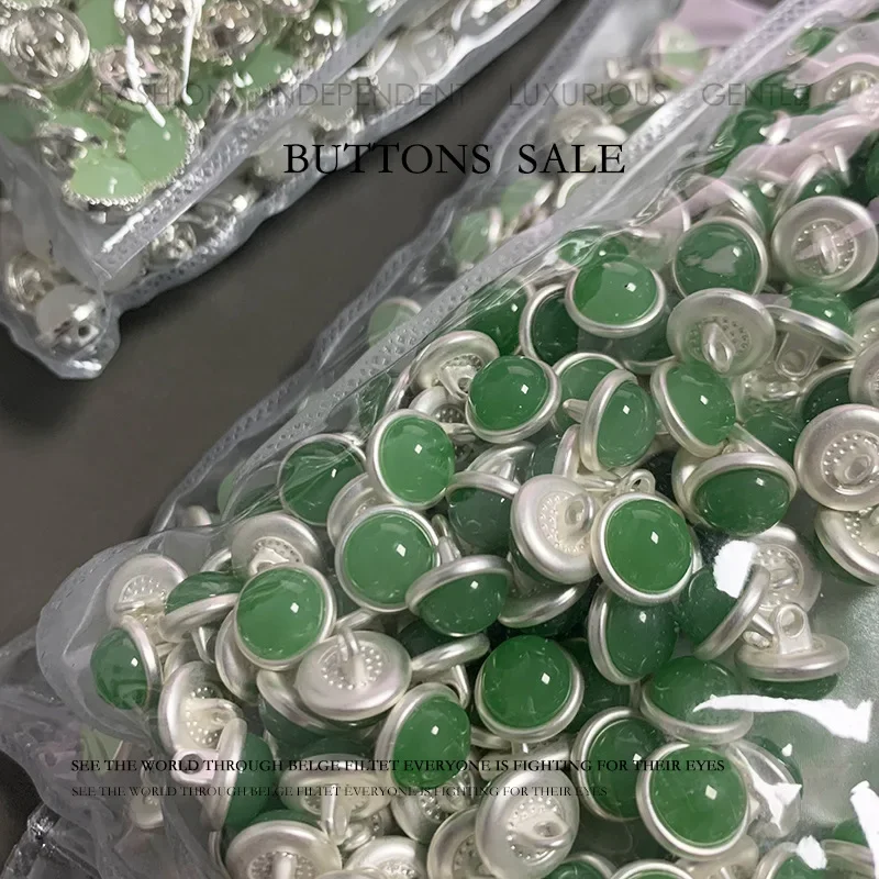 10pcs Beautiful Shank Buttons Gemstone Luster 10mm Round Small Metal Buttons Apparel Sewing Accessories