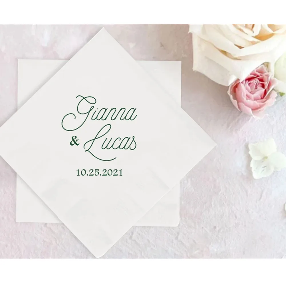 

50PCS Personalized Napkins as Wedding Favors, Customized Wedding Napkins, Custom Beverage Napkins for Weddings, Customized Napki