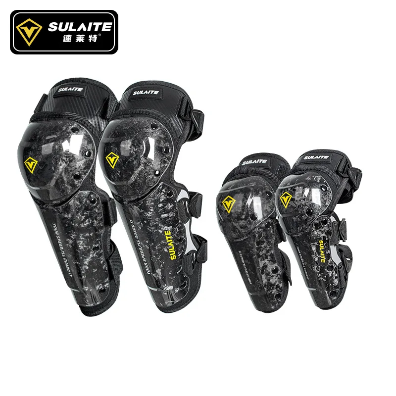 Sulaite Reflective Elbow Knee Pads Set Outdoor Sports Carbon Fiber Rodillera Motorcycle Knee Pads For Motorcycles With Sliders