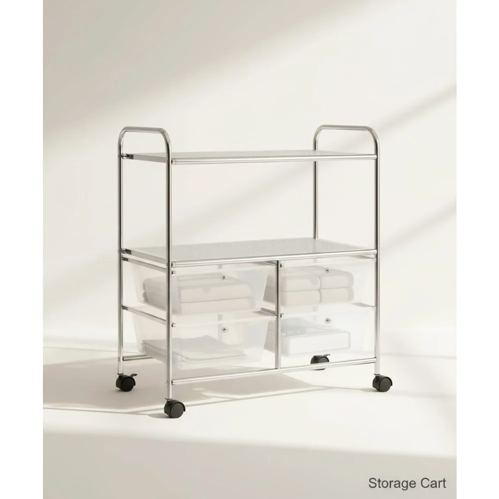 

Тележка для хранения на колесиках с 4 ящиками и 2 полками, мобильная тележка-органайзер для домашнего офиса, школы