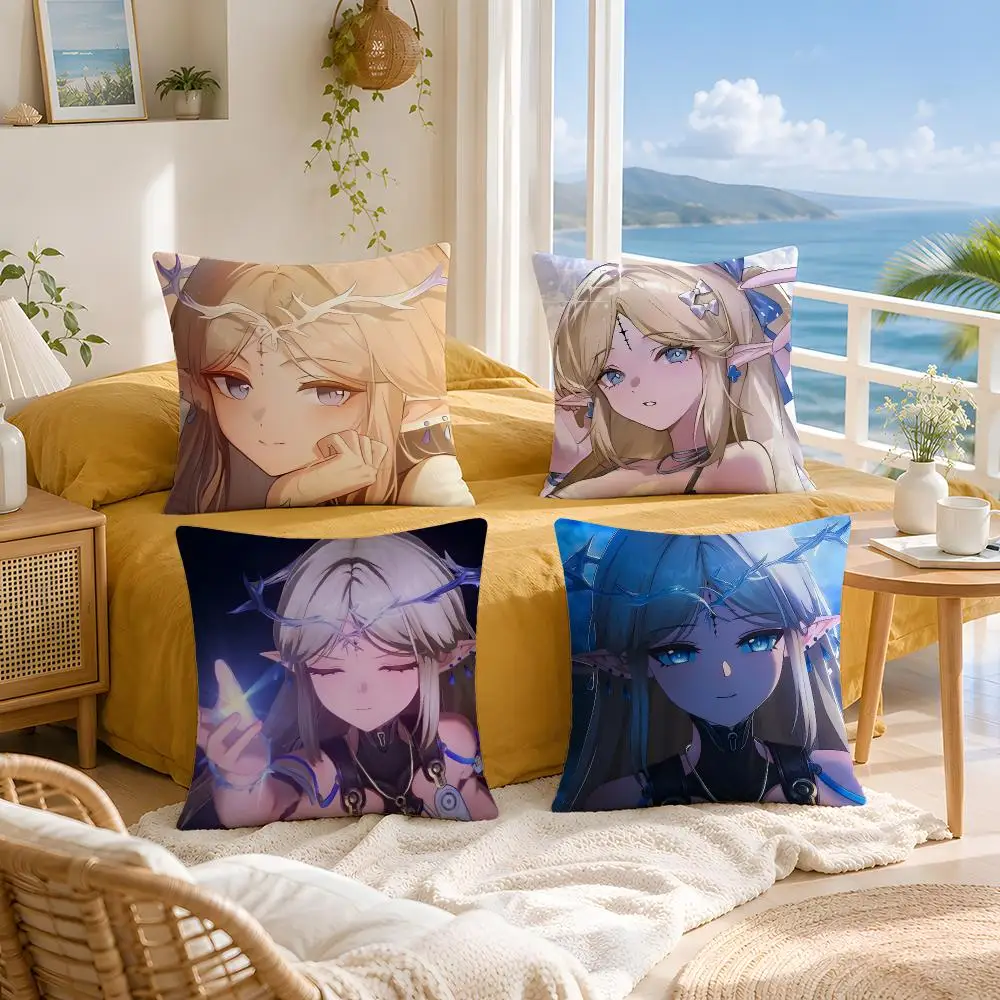 Game Cartethyia Wuthering Waves Cushion Cover Throw Pillow Short Plush Fresh Natural Cushion for Living Room Sofa Ornament