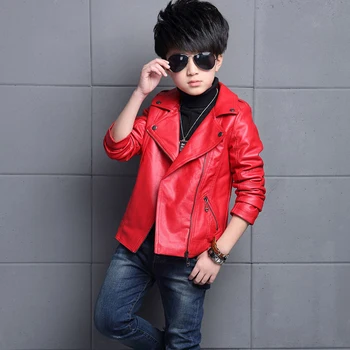 Boys Waterproof PU Leather Jacket 5 3 4 5 6 8 10 12 Years Spring Autumn Boys Leather Jacket Waterproof Zipper Fashion PU Children's Coat Birthday Gifts Kids Clothes 5
