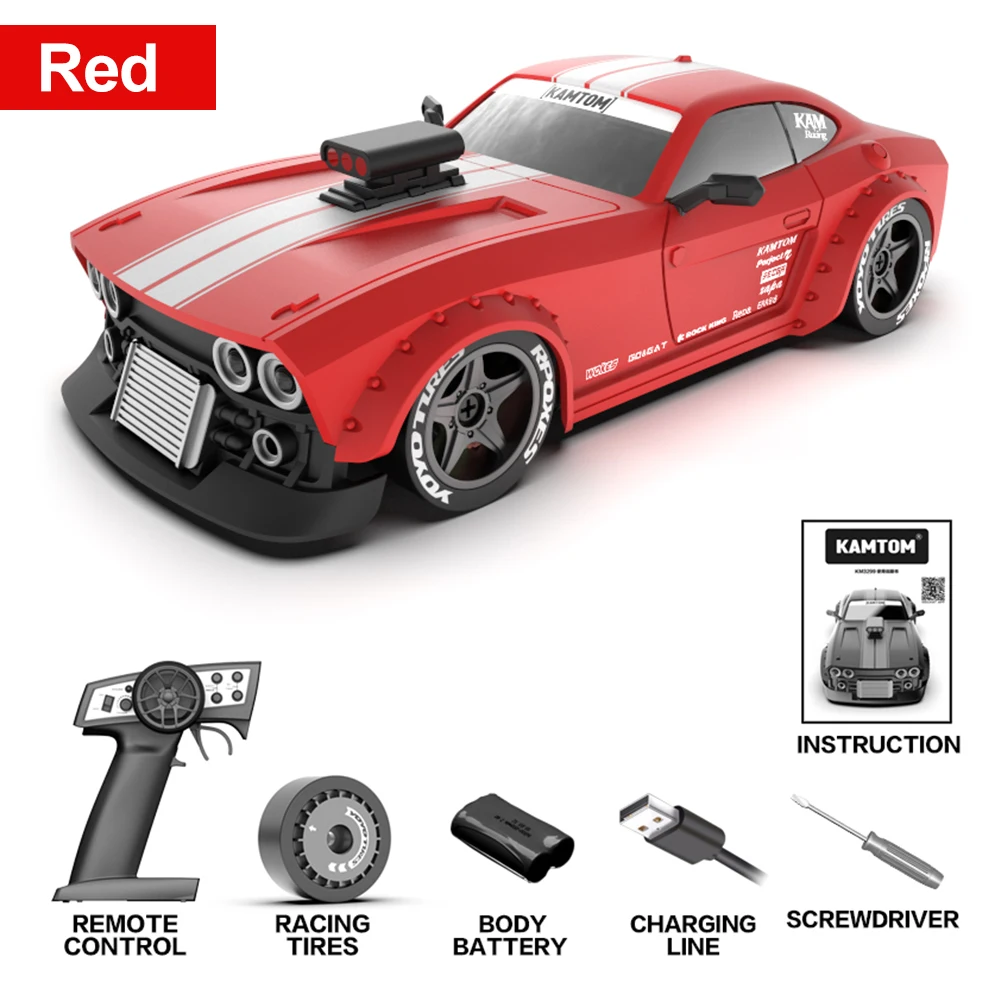 Kamtom RC Four-Wheel Drive Car 1 :32 Double Wheel Replace ESP Gyro Professional Boy Adult Drift High Speed Model Car Racing Gift