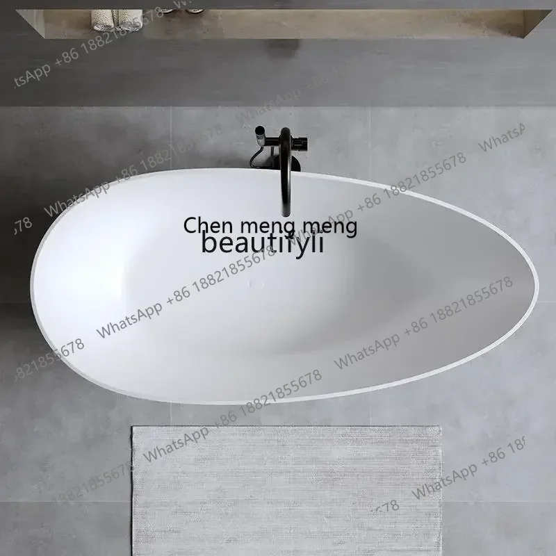 

Q178 CC PMMA Polymer Artificial Stone Bathtub Goose Egg Hotel Freestanding Household Soaking Bathtub