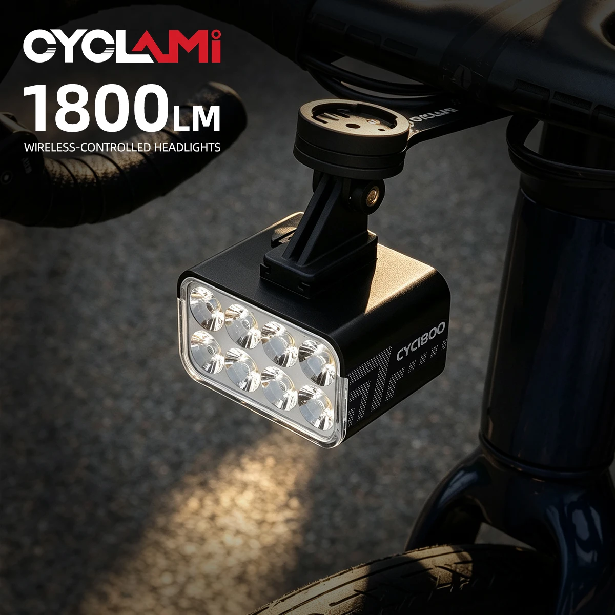 Image of CYCLAMI CYC1800 Fahrrad-Scheinwerfer LED Superhelle Offroad-Fahrrad-Frontleuchte für MTB E-Bike Elektrofahrrad Nachtfahrten Pendeln