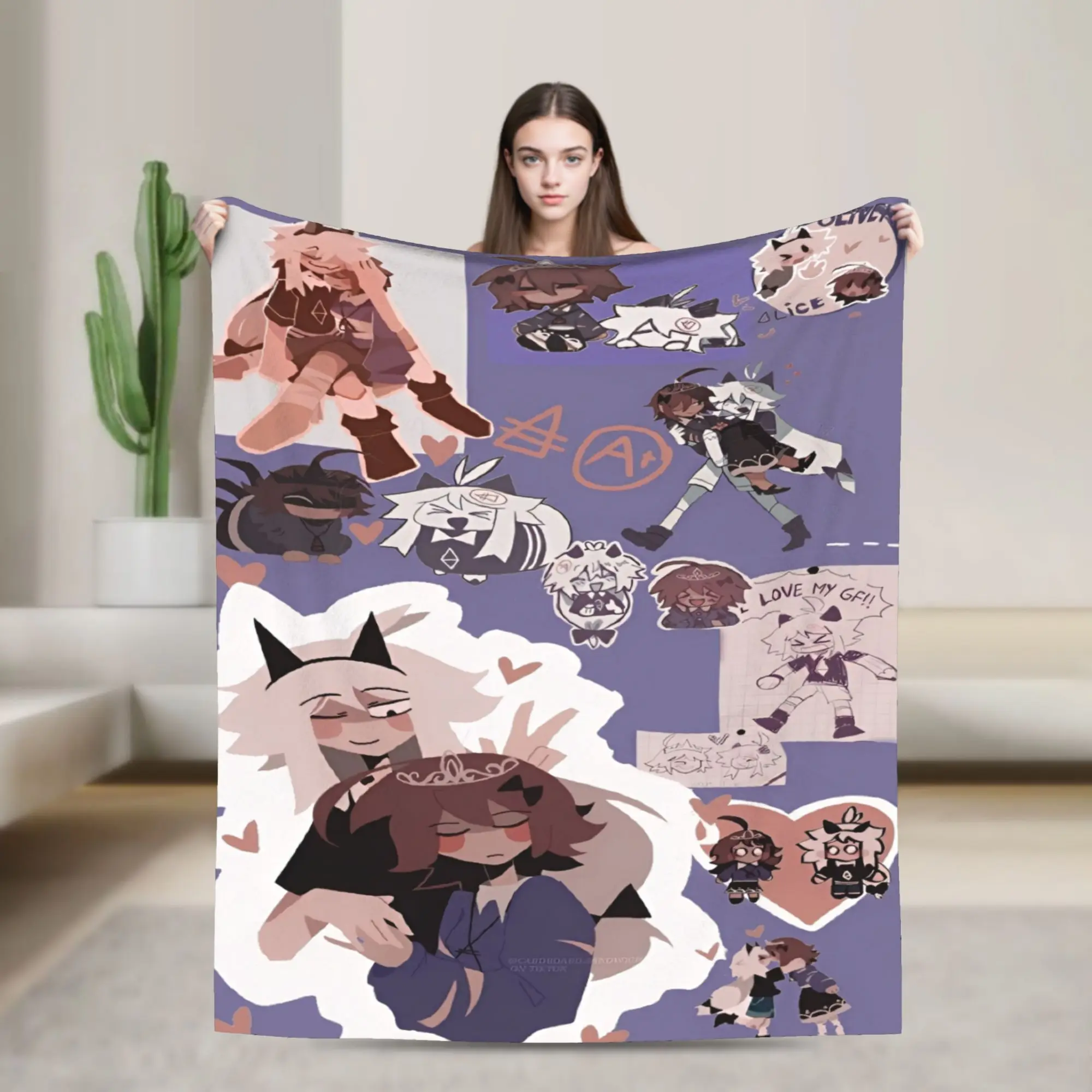Cozy Alice × Oliver Fundamental Paper Education anime Blanket Stuff Sofa Decorative  Throw Blankets Soft Flannel for Travel