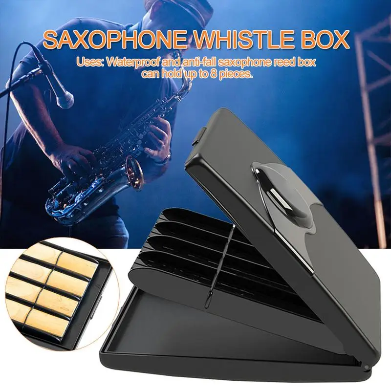 High Quality Sax Clarinet Reeds Case Holder Box Black ABS 8pcs Reeds Capacity For Saxophone Clarinet Reeds Woodwind Instruments