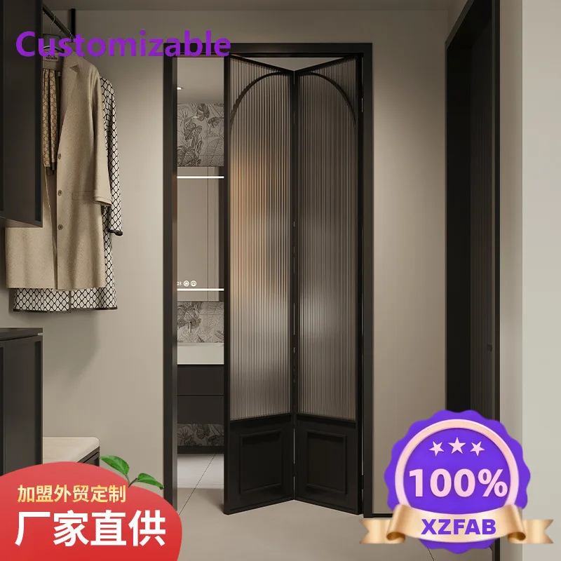 Factory Direct 2026 Anti-pinch aluminum alloy folding door partition door balcony bathroom toilet custom foldable