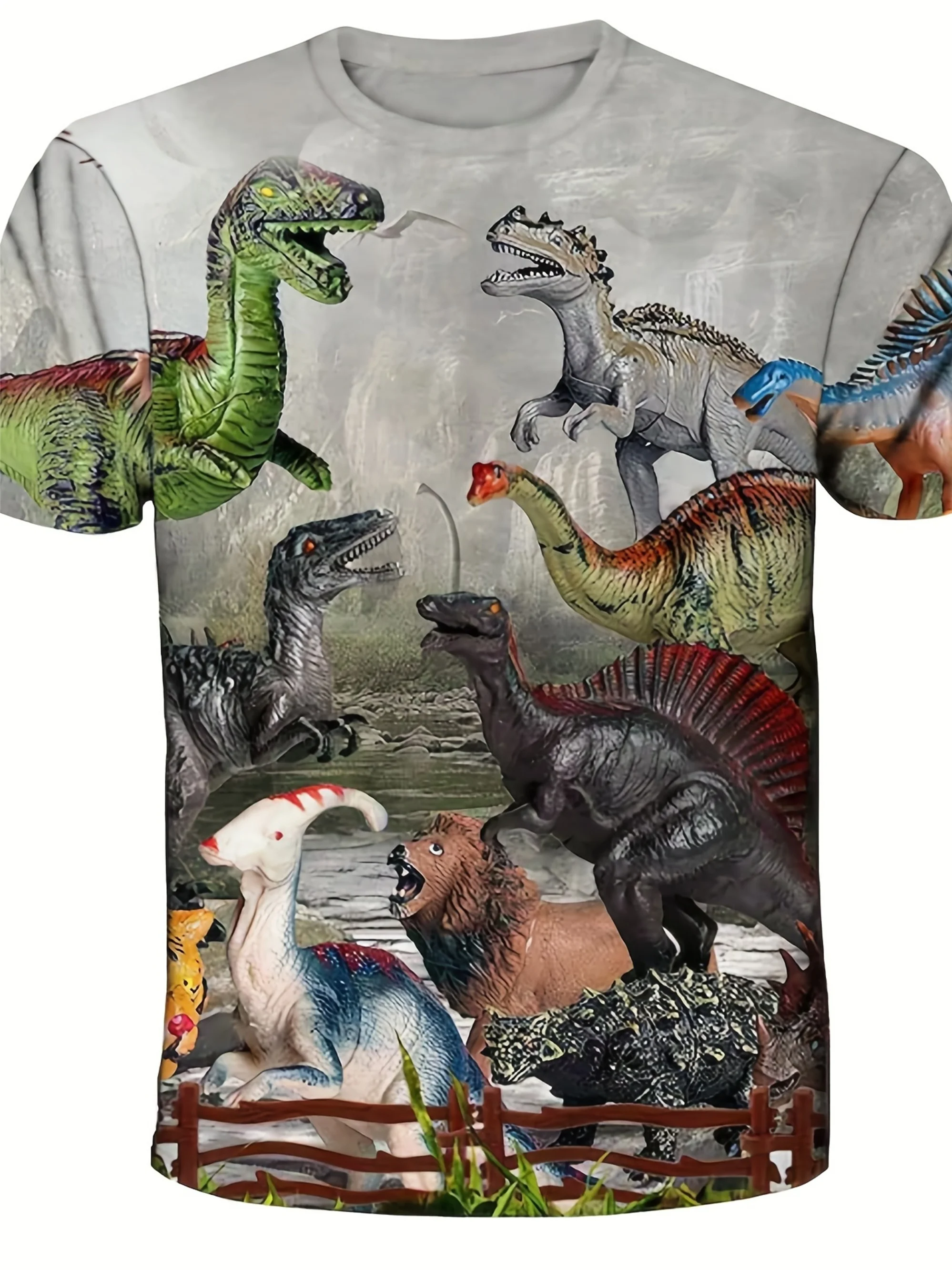 2024 New Fashion Kids Funny Dinosaur Graphic 3d Printed T shirt Kids Adults Casual Round Neck Short Sleeve T Shirt Tops Clothing