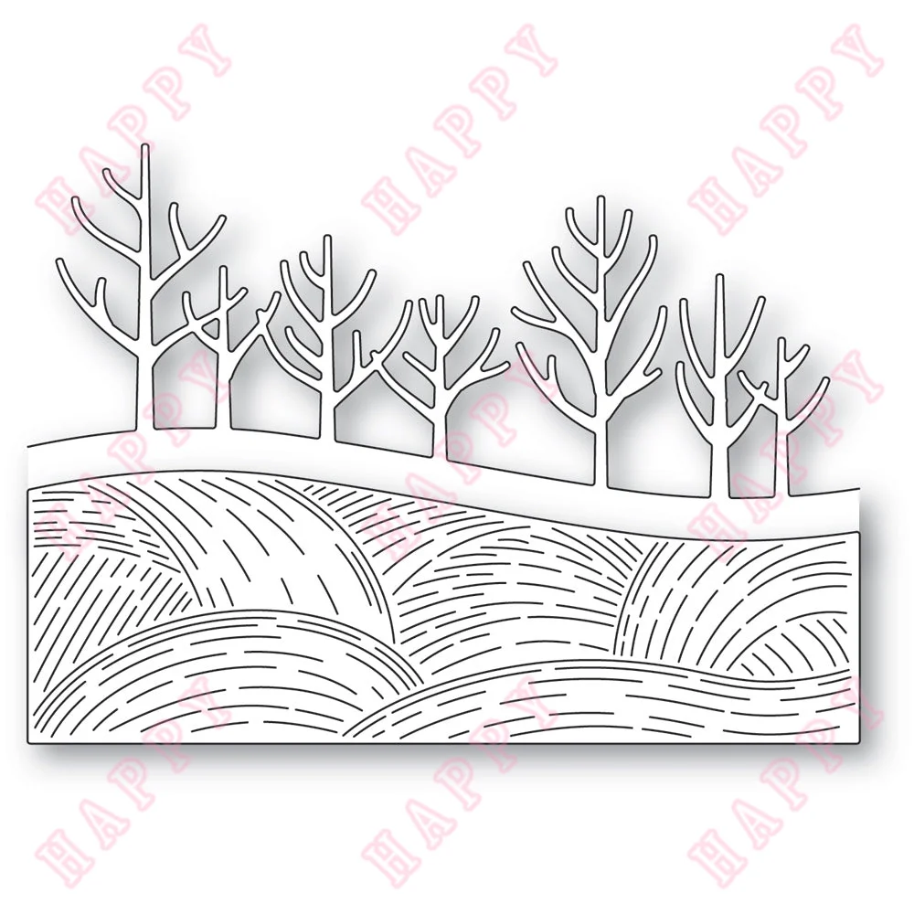 

Metal Cutting Dies Whittle Field And Trees Scrapbook Diary Decoration Paper Craft Embossing Template DIY Greeting Card Handmade