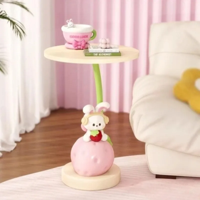 

Pink Cute Rabbit Small Coffee Table Creative Girl's Bedroom Princess Room Cartoon Bedside Table Sofa Side Table Nordic Furniture