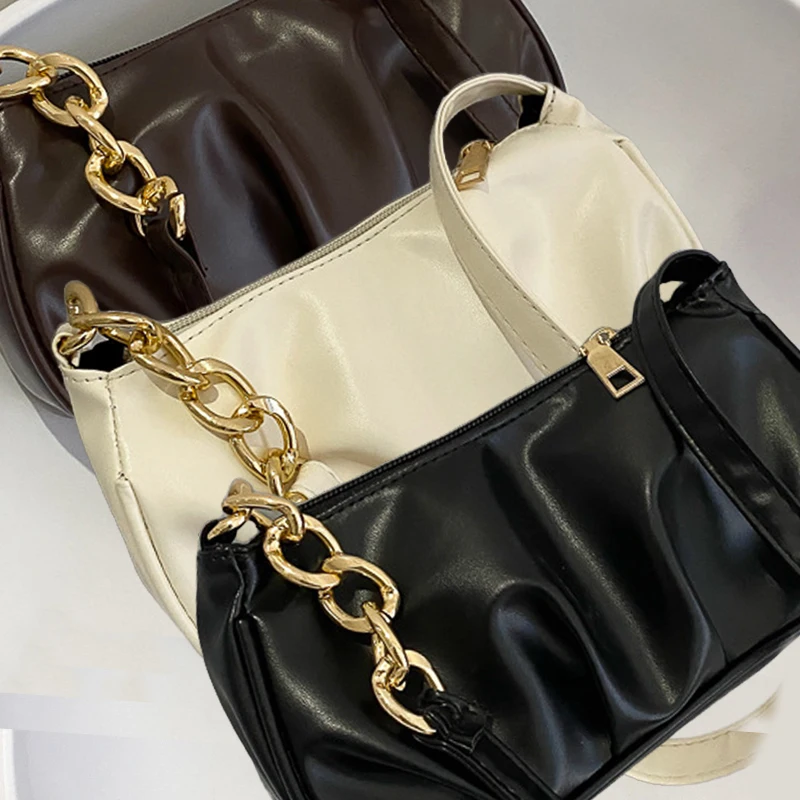 Stylish Pleated Handlebags Classic Design Women Shoulder Bag Solid Color Luxury Designer Solid Color Underarm Dumpling Hand Bags