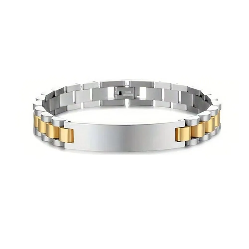 

Stainless Steel Personalized Engraving Bracelet High Polished 10MM -15MM Wrist Bangle for Men Adjustable Round
