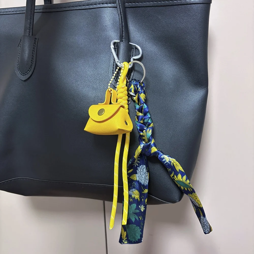 Braided Bandana and Mini Bag Pendant Keychain Creative Scarf Bag Charm Gifts for Women 2026 Autumn Winter Accessory