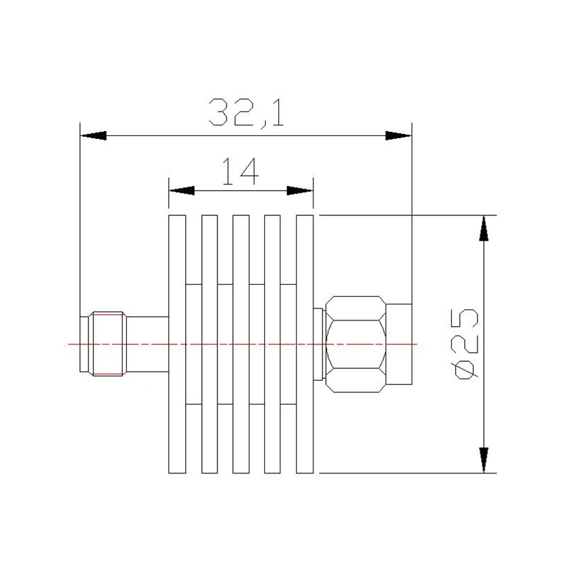 8GHz 1db.2dB.3db.5db.6db.10db.15db.20db.25db.30db.40db 50db 60db Full Power 5W SMA Coaxial Attenuator 50 ohm Fixed Connector