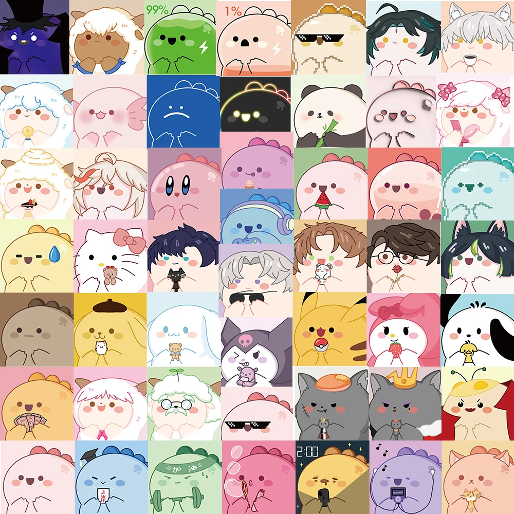 10/50PCS Cute Momo Initial Default Head Image Sticker Waterproof Decoration Luggage Case Laptop Helmet Cup Phone Gift Toy Decal