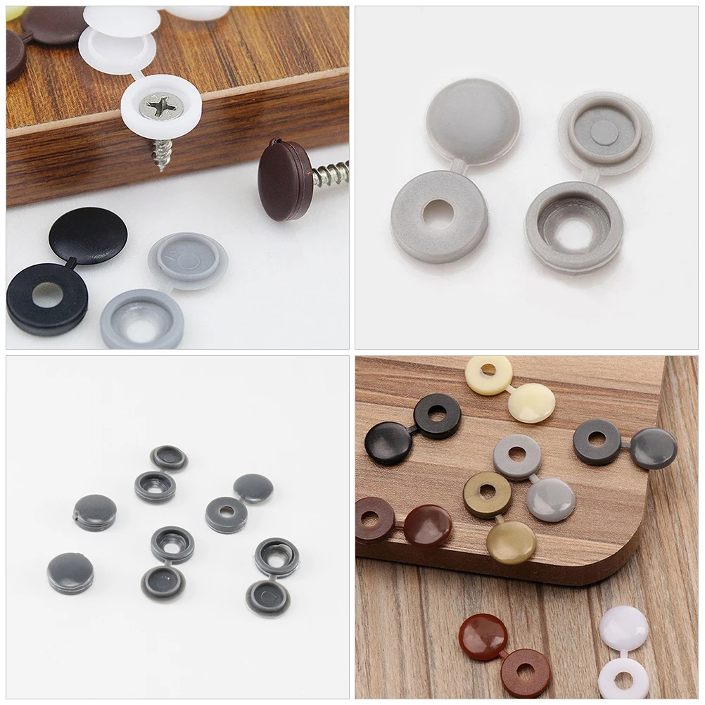 

120pcs Screw Cap Plastic Self-Tapping Covers Decorative Caps For Furniture Automotive Easy Install Hinged Screw Covers