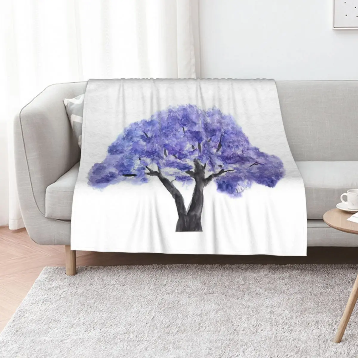 

indigo Jacaranda mimosifolia flowering tree Throw Blanket Plush Luxury St Flannel sofa bed Blankets