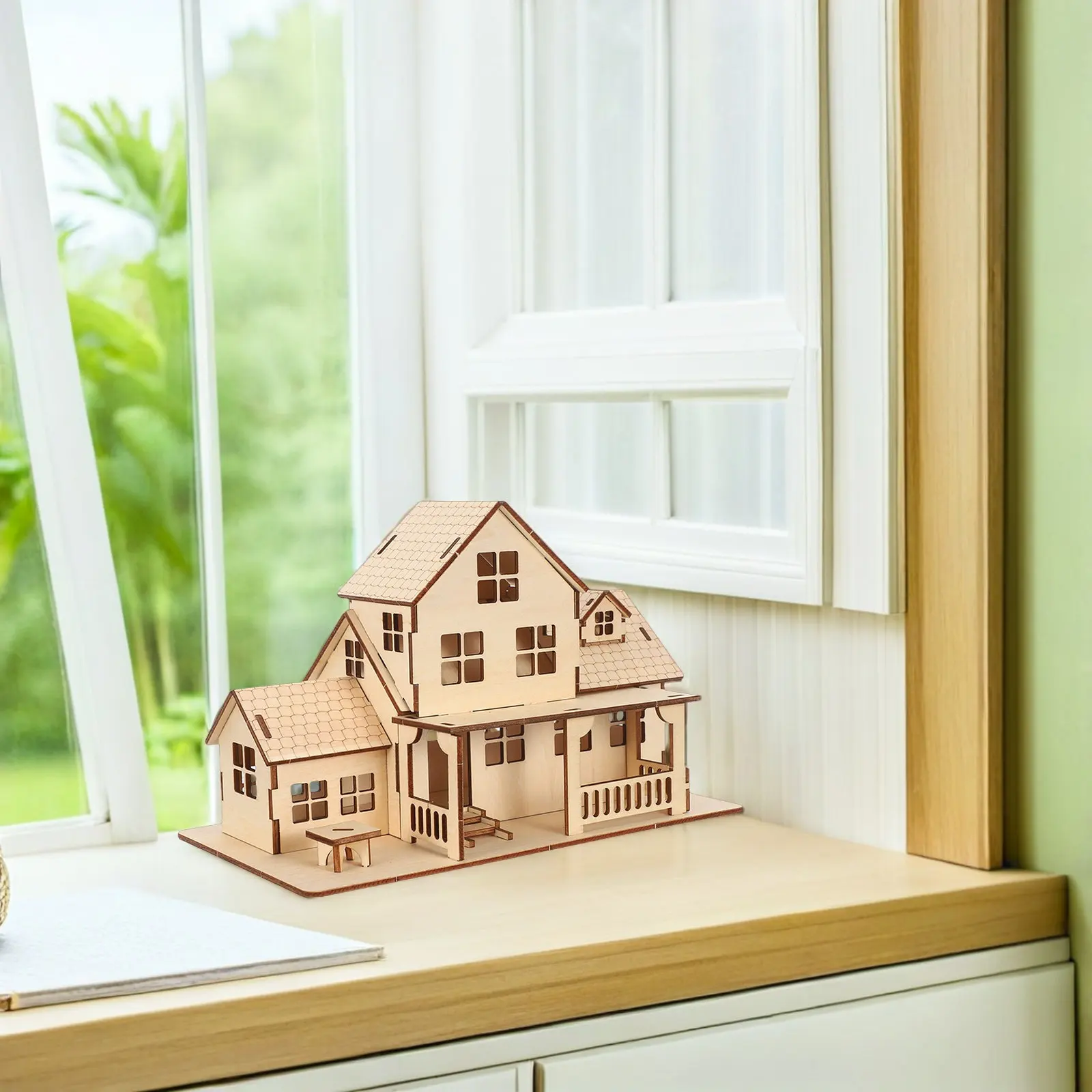 1 ensemble de maison en bois de style européen, puzzle à assembler soi-même, non fini, à peindre, modèle miniature décoratif