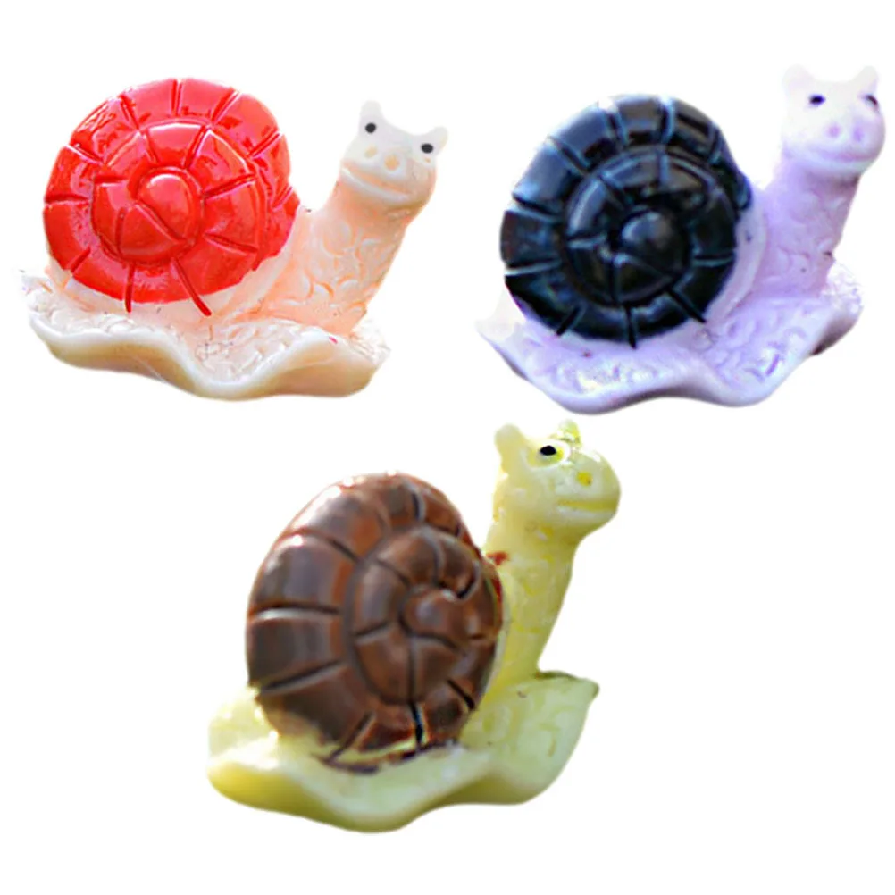 

3Pcs Simulation Snail Ornament Realistic Small Snail Sculpture for Garden Balcony Yard Miniature Animal Figures