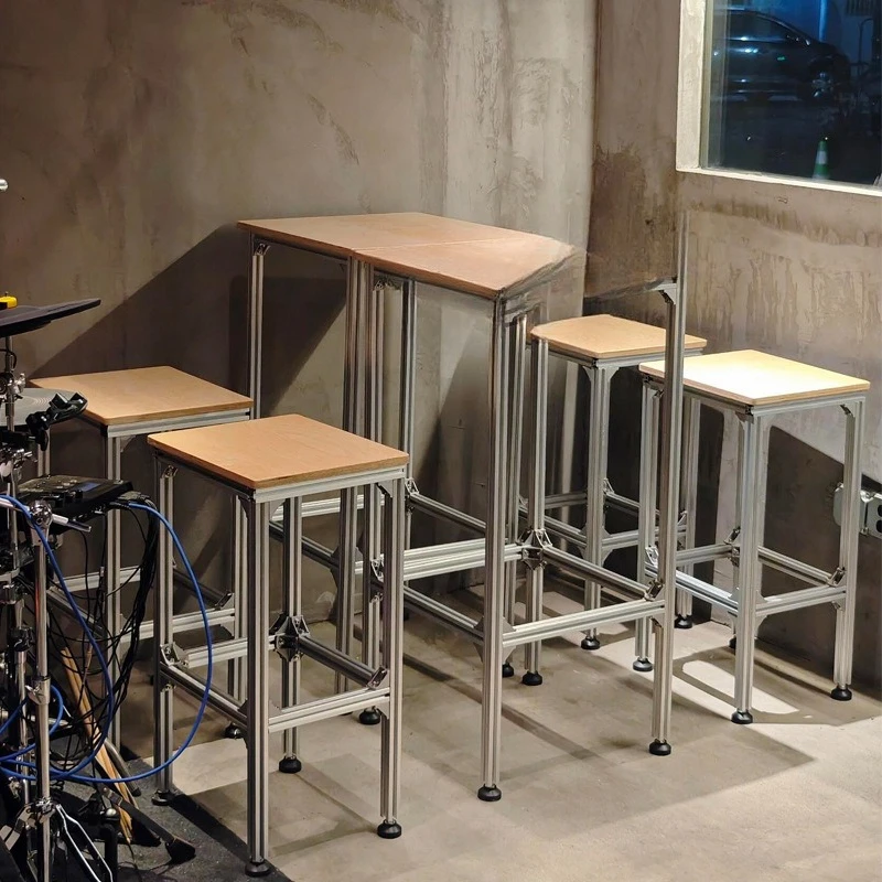 

Coffee stool square stool aluminum profile table stool combination