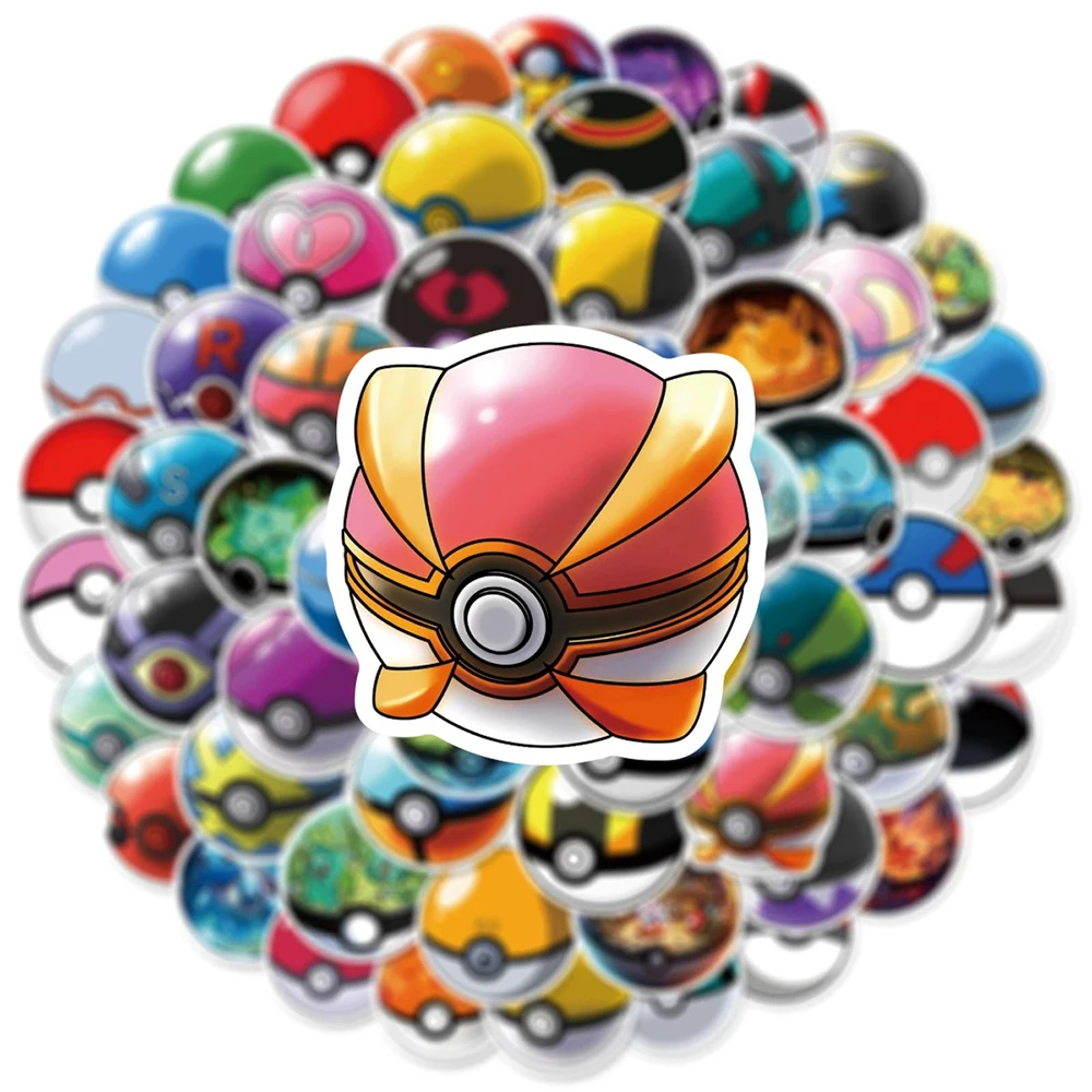 

10/30/60pcs Cool Poke Ball Pokemon Anime Stickers Cartoon Waterproof Decals for Motorcycle Laptop Suitcase Cute Sticker Toy Gift