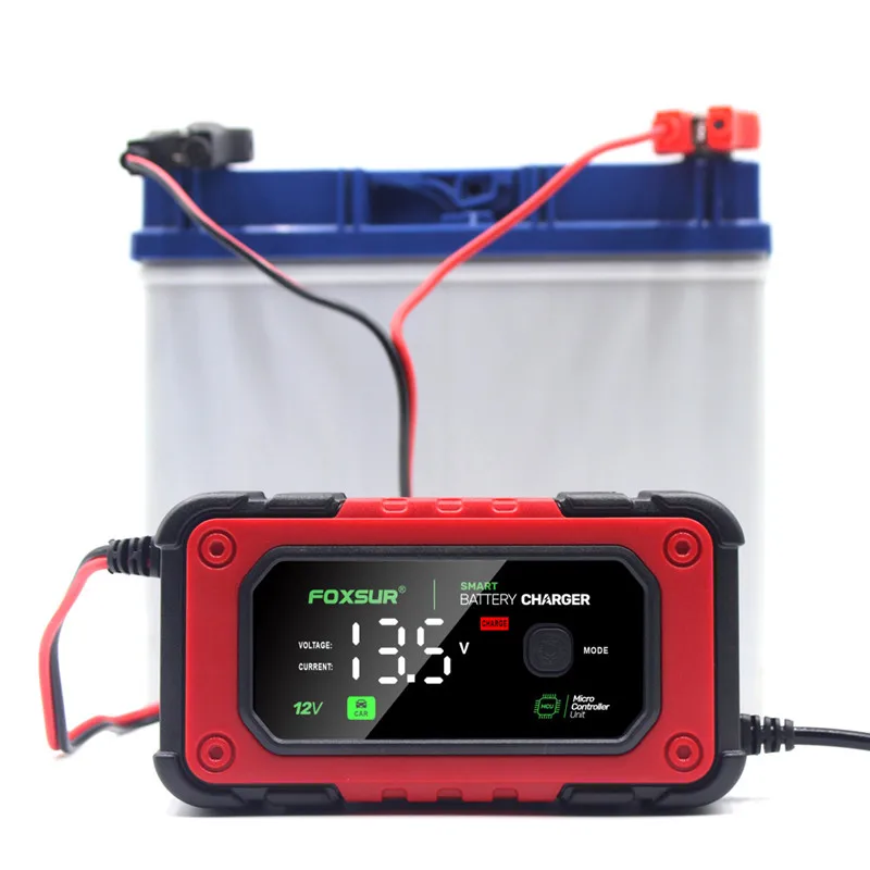 Chargeur de batterie de voiture pour camionnette, véhicules agricoles, tondeuse à gazon, 12V, 7A, mainteneur de batterie, réparation, SUV, moto