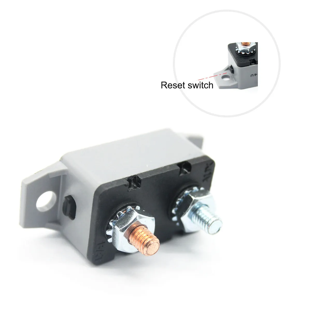 Manual Reset Circuit Breaker 20A 12-28V Dc IP66 Rated 2.5ka Interrupt Gold Bat Silver Aux Wiring for Marine Rv Auto Truck Bus